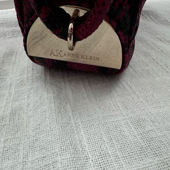 Anne Klein Y2K Genuine Leather Purse Plum Black Shoulder Bag - Picture 11 of 13